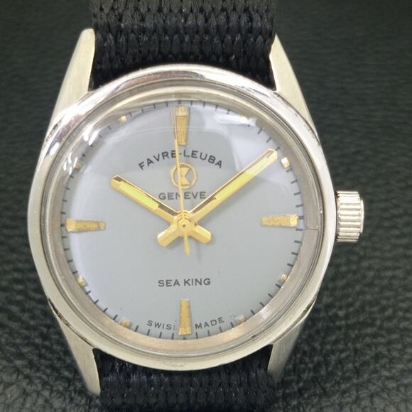 Vintage 1990 Favre Leuba Manual Mens Silver Watch W/Nato Strap - Picture 4 of 9